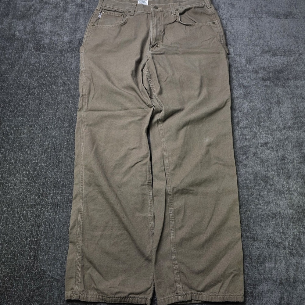 Carhartt Pants Mens 34x32 Brown B159 MUS Loose Canvas Carpenter Workwear Grunge - Picture 8 of 11